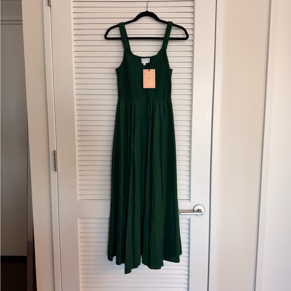(New w/ Tags) La Ligne Deep Green Maxi Dress with Side Slit - Picture 6 of 7
